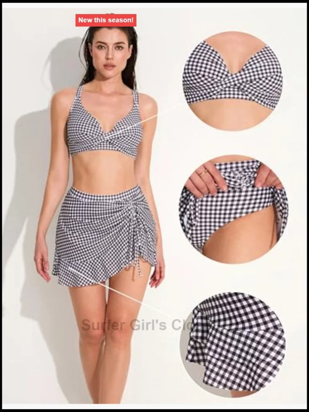 High Waisted Bikini Set with Swim Skirt Criss Cross Top Adjustable Straps